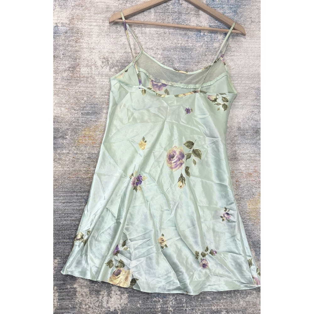 Vintage California Dynasty Babydoll Nightgown M Green Floral‎ Y2K Romantic Slip - Picture 5 of 8